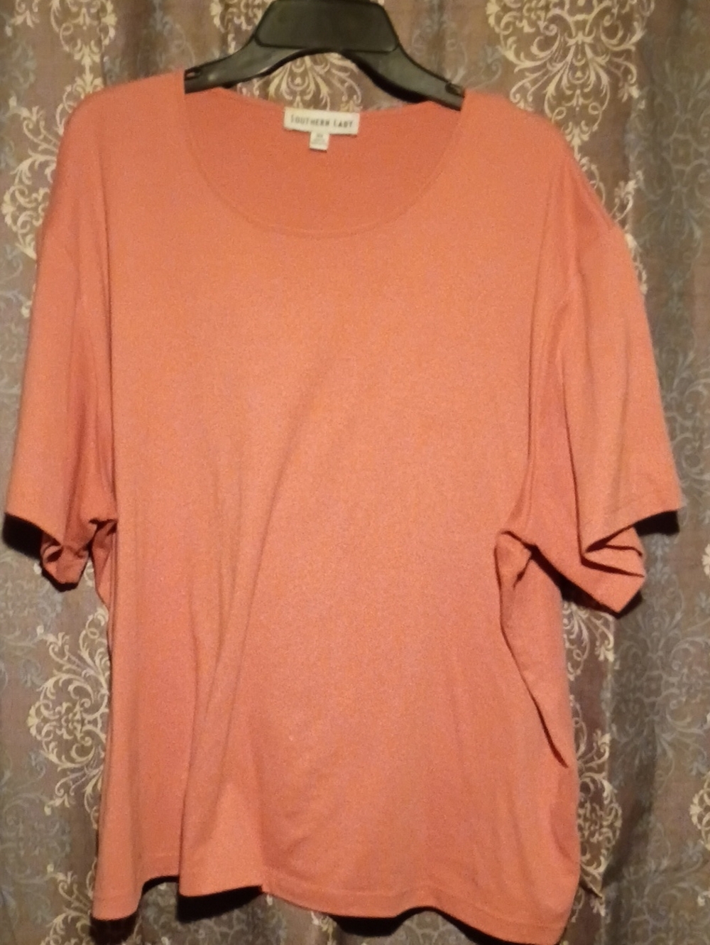 Southern Lady Coral Pink Short Sleeve Scoop Neck Top